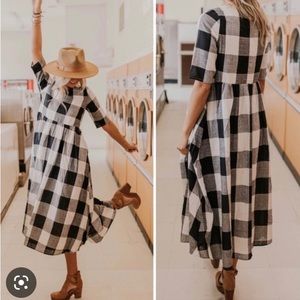 Roolee Maddie Buffalo Plaid Womens Dress in Small